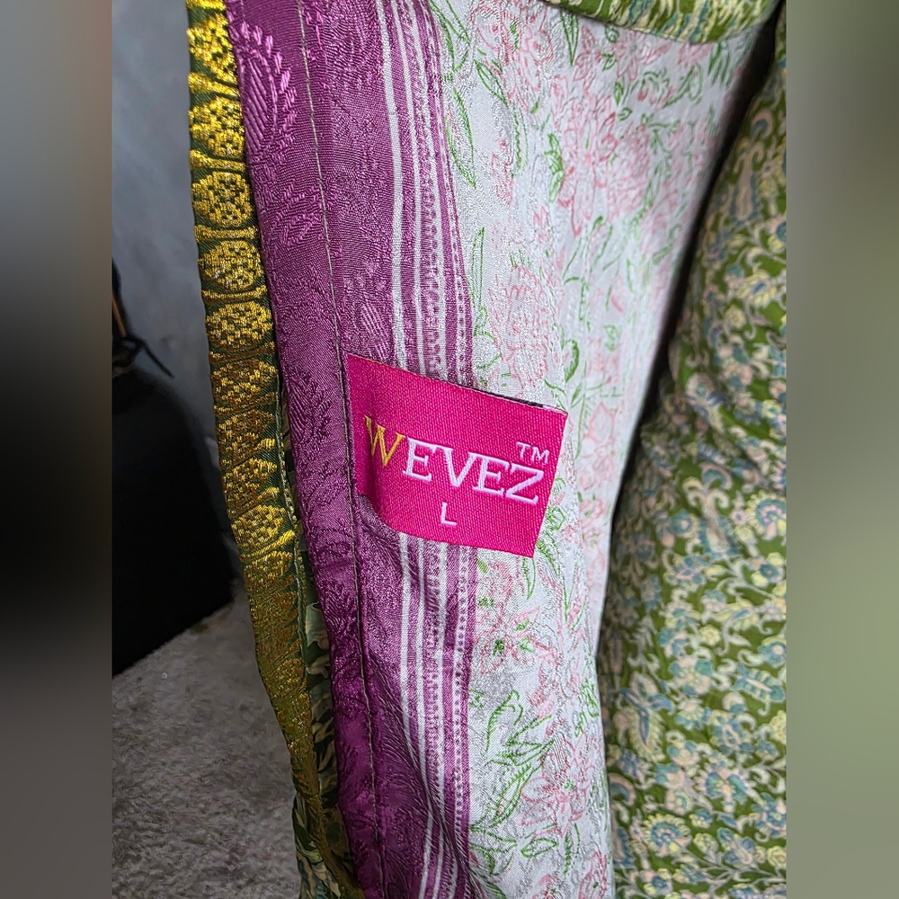 Patchwork Reversible Silk Blend Wrap Skirt Womens… - image 3